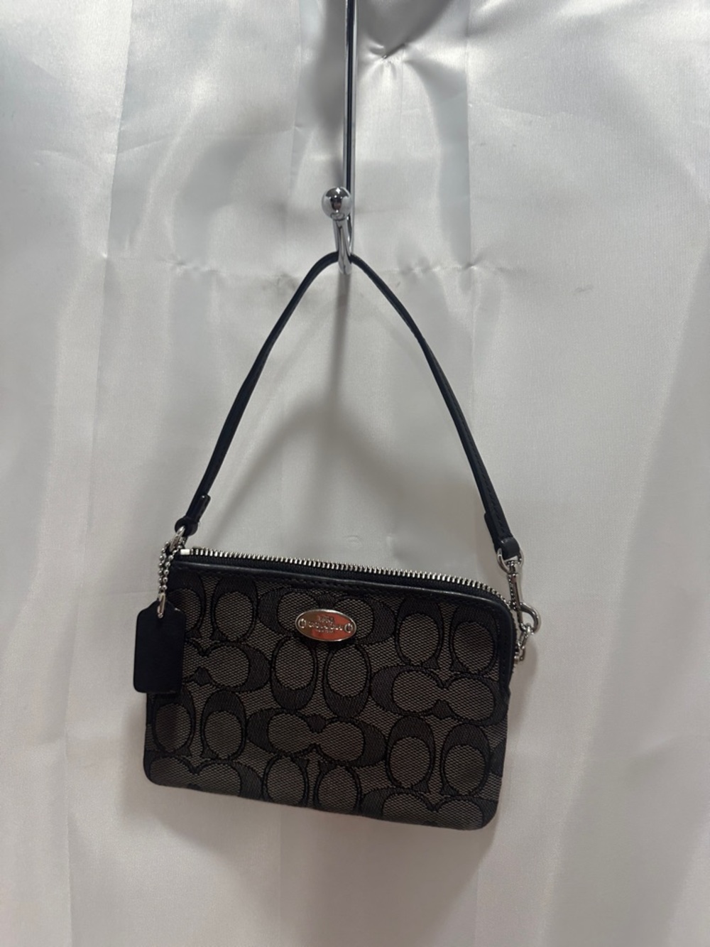 Coach Signature Canvas Black Wristlet Shoulder Bag
